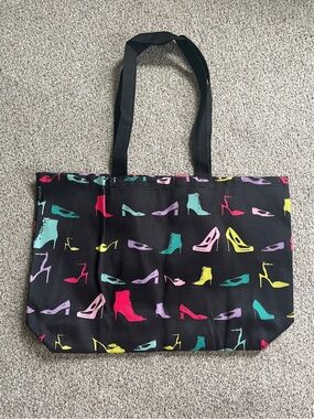 Macy's Shoe Tote Bag Black/Multicolor with Shoe Silhouettes